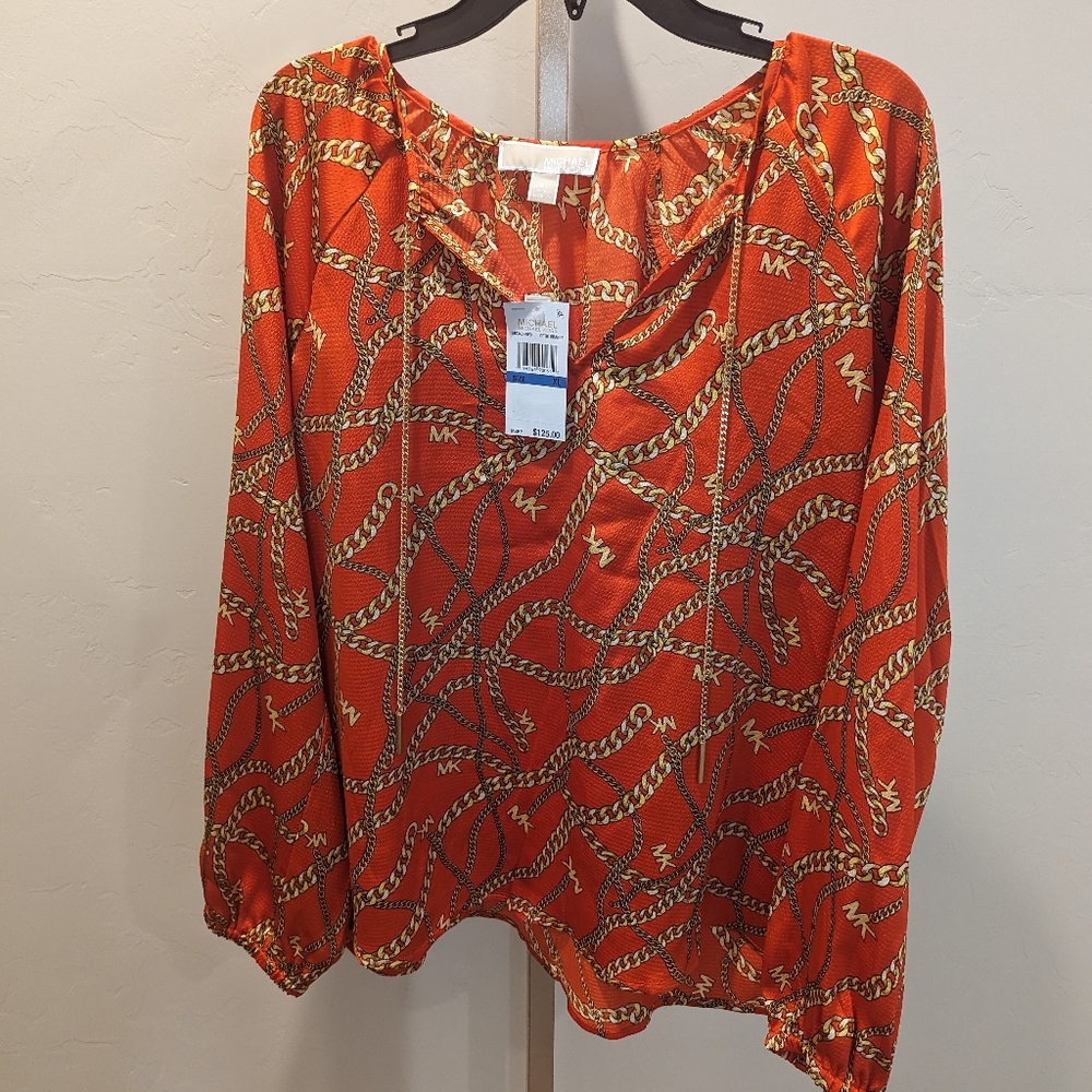 NWT - MICHAEL Michael Kors Optic Orange Blouse - Size XL